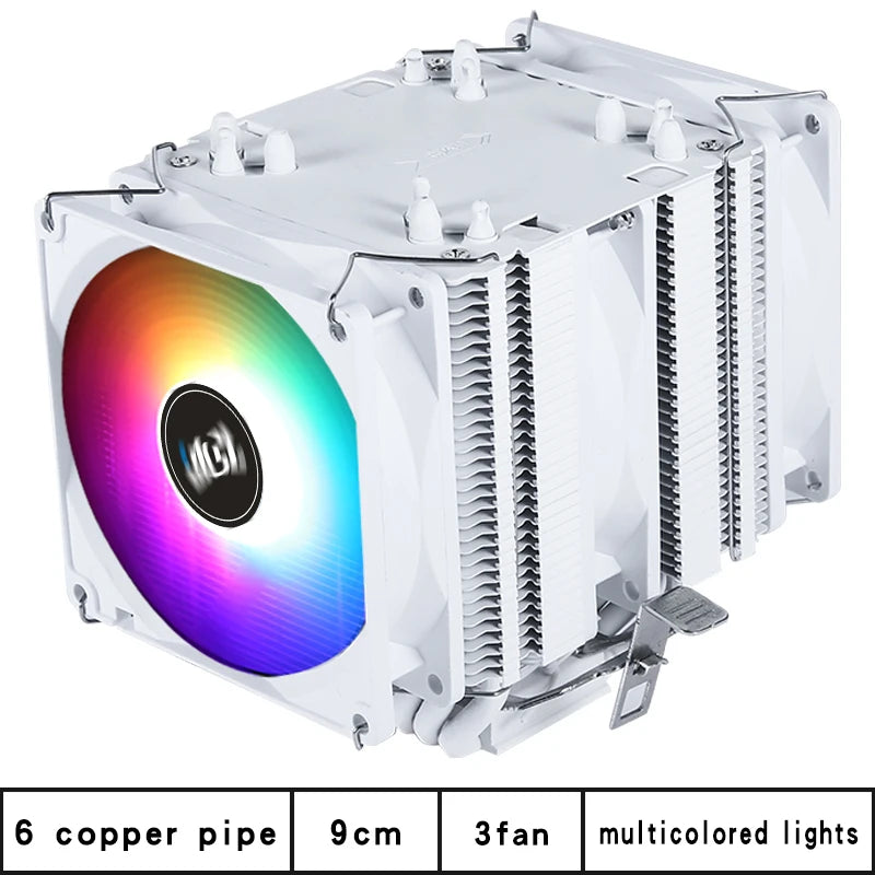6 Copper Pipe Double Tower ARGB Cpu radiator Cooler 90MM 4Pin Fan 1200 1150 1155 1366 1700 AM3 AM4 X99 2011 PC Heat Sink 2011-V3