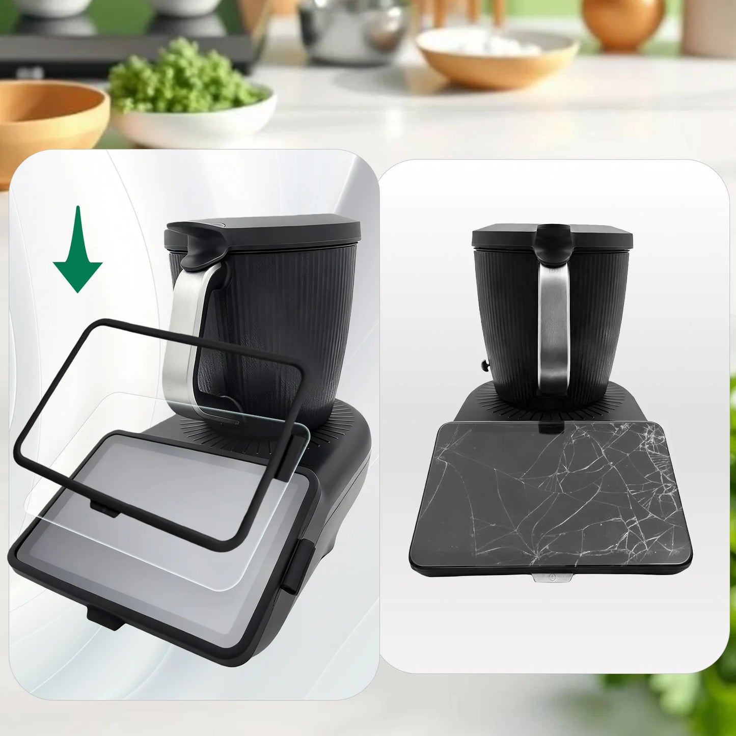 For Thermomix TM7 Screen Border Protection, HD Clear Tempered Glass Easy Installation Kitchen Accessories
