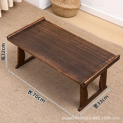 Wooden Japanese Table Small Coffee Table Bay Window Meditation Altar Low Sitting On the Floor Bed Table Tray Foldable Legs