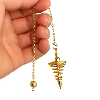 Fashion Jewelry New Rose Gold Dowsing Spiral Cone Pattern Healing Pyramid Pendule Reiki Amulet Reiki Pendulum Pendant