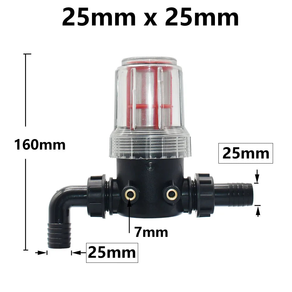 Transparent 60 Mesh Fine Filtration Water Filter With 20mm, 25mm Barbed Agriculture Tools Garden Irrigation Filter 1 Pcs