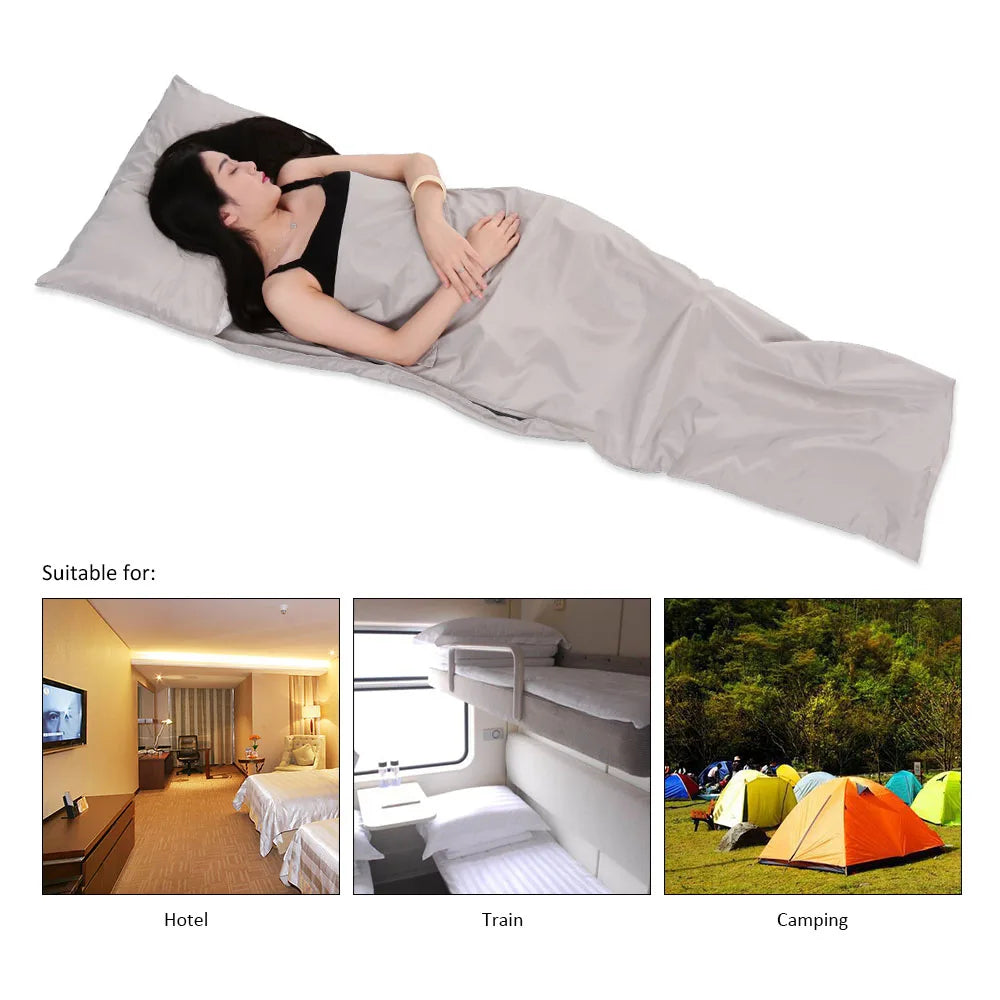 TOMSHOO Outdoor Travel Hotel Sleeping Bag Camping Hiking Polyester Pongee Healthy Sleeping Bag Liner with Pillowcase