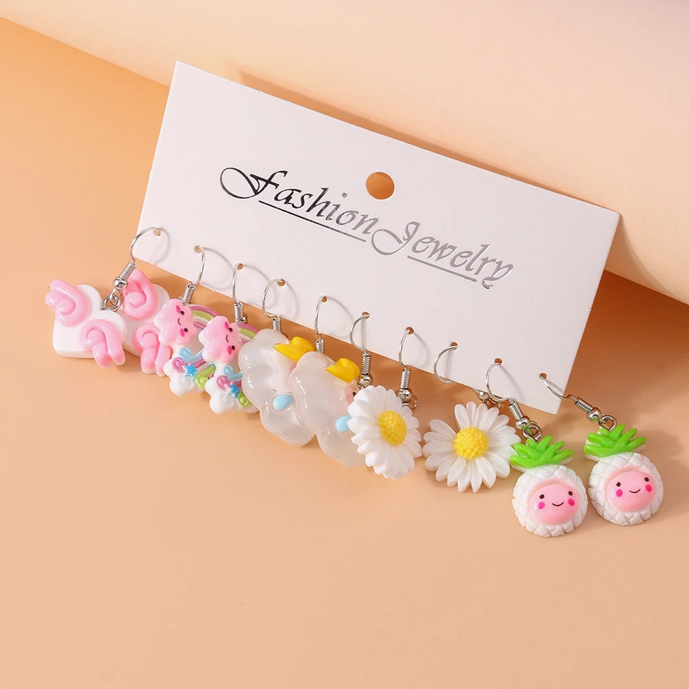 5pairs/set Cute Candy Chocolate Earrings for Women Girls 3D Food Dangle Earrings Kids Jewelry Gifts
