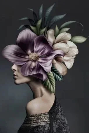 Canvas Painting Wall Art Women and Flowers Abstract Print the Girl with Flowers on Her Head Surrealism Imagine Poster Room Decor