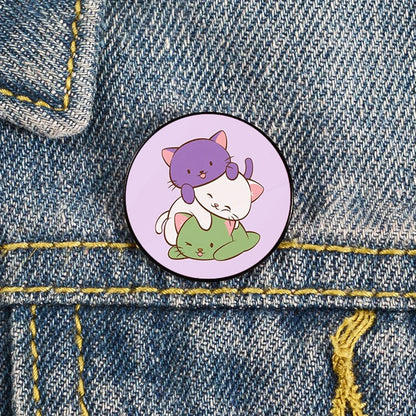 Lapel teacher tote Bag backpacks Badge Cartoon gift Pines Brooch for women Non Binary Pride cat Pins Custom cute Pines Shirt
