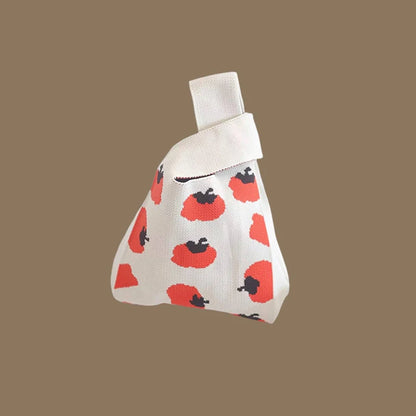 Fashion Handmade Knit Handbags Women Mini Knot Wrist Bag Korean Casual Tote Bag Reusable Shopping Bags