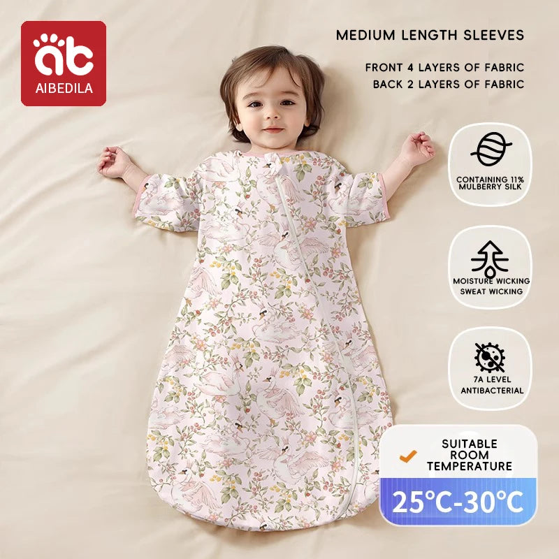 AIBEDILA ﻿Baby Sleeping Bag Childen Summer Silk bamboo Cotton Babe Sleepsack 1-3Years Infant Breathable Growth Blanket Sleepwear