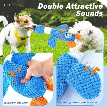 New Double Color Blue Goose Plush Pet Toy Tough Bite Resistant Squeaky Chew Molar Toy Interactive Play Supplies For Dogs Cats