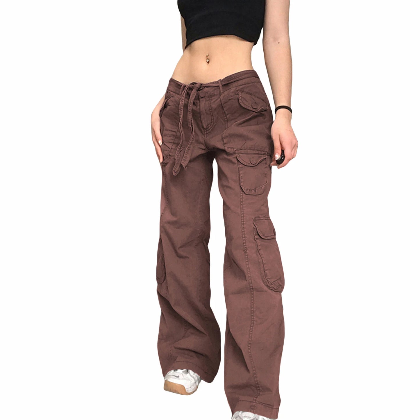 Women's Pants Gothic Punk Baggy Vintage Kawaii Trousers Bandage Low Waist Cargo Pants Grunge Green Zipper Jeans Korea Sweatpants
