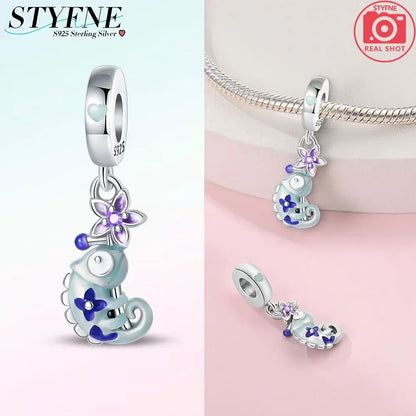 925 Sterling Silver Chameleon Luminous Firefly Butterfly Charms Beads Fit 925 Original Bracelets Fine DIY Jewelry Making
