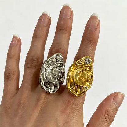 Ear Shaped Earrings Metal Ring Jewelry Irregular Statement Ring Unique Textured For Daily Wear Parties Events Gift