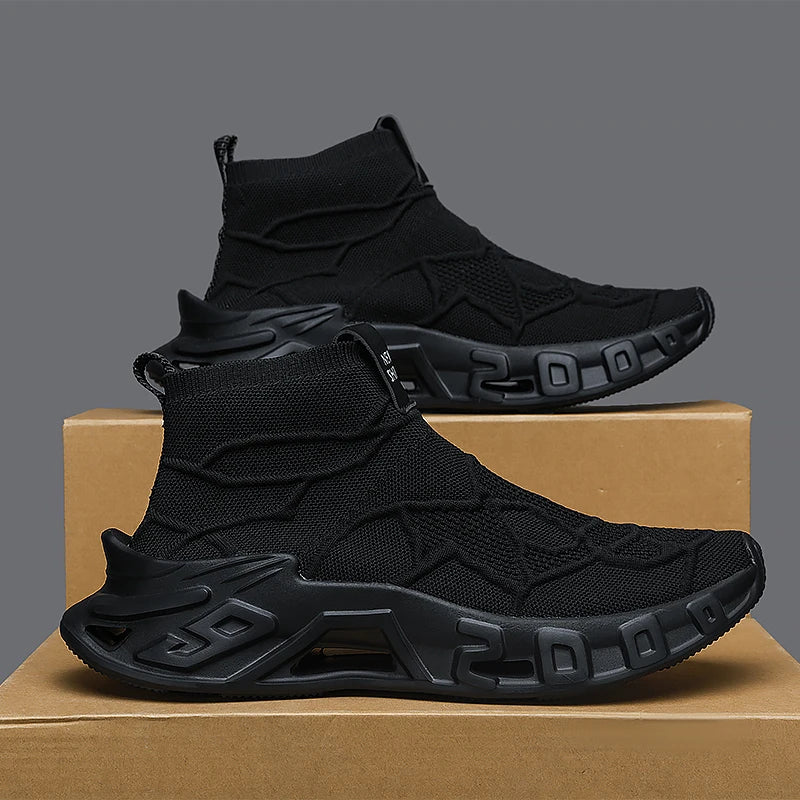 Men's Outdoor Sports Shoes - High-Top Sports Shoes Are Novel and Fashionable, Non-Slip and Durable, Suitable for All Seasons,
