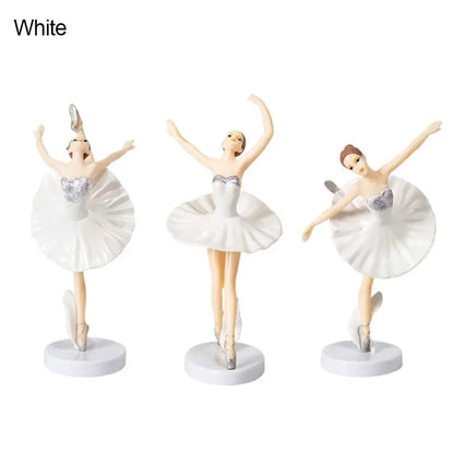 3Pcs Baby Shower Birthday Supplies Cake Decor Party Baking Girl Doll Cake Topper Cupcake Topper Ballet Girls