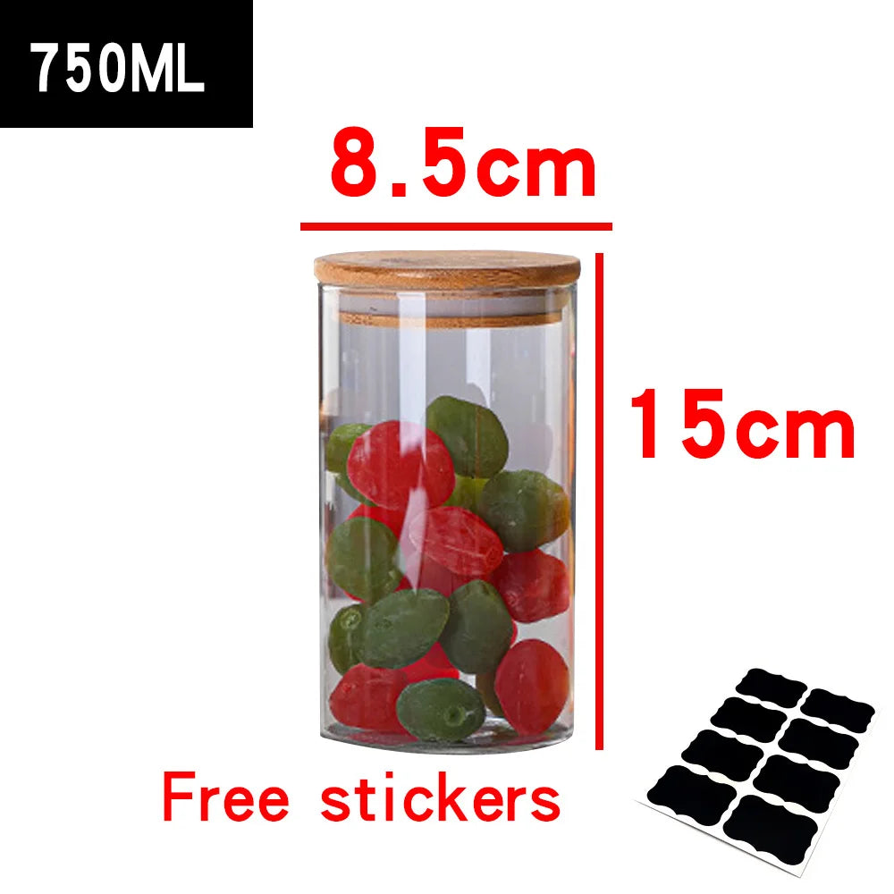 Glass Containers Food Glass Jars and Lids Glass Jar with Lid Kitchen Storage Box Organization Containers Bottle Spice Boats Tea