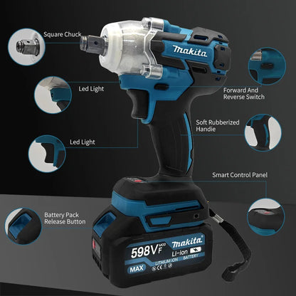 Makita  DTW600  High Torque  Rechargeable  Tool Brushless Electric Wrench Impact Wrench Cordless Auto Repair Power Tools