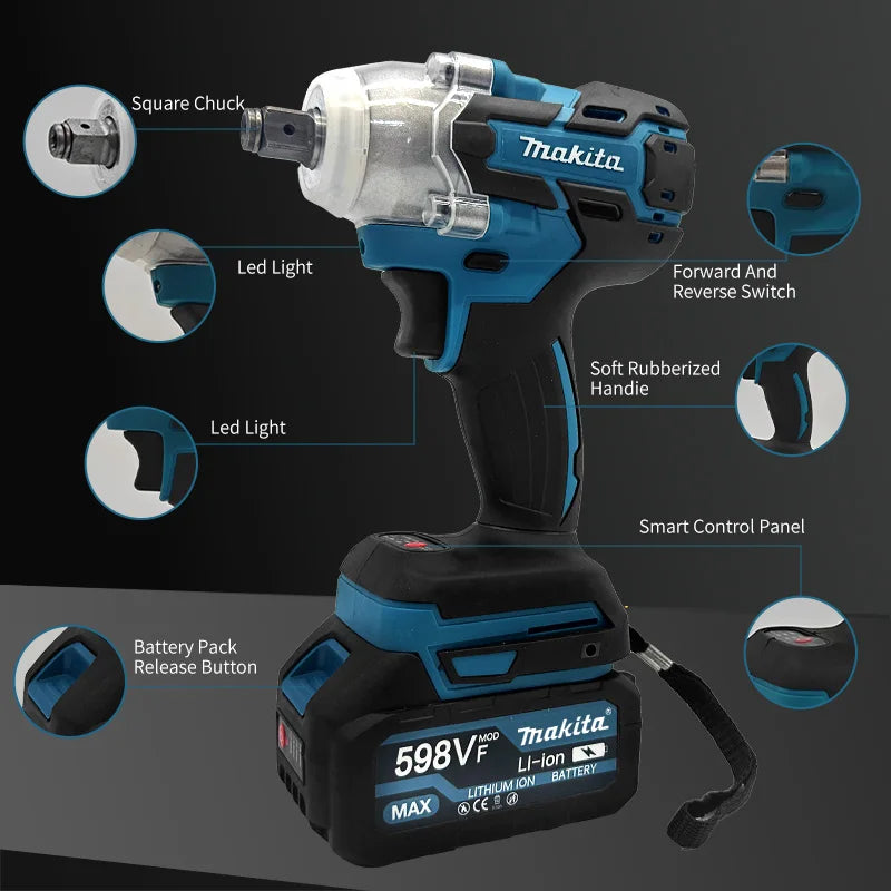 Makita  Rechargeable Tool  DTW600  High Torque Brushless Electric Wrench Impact Wrench Cordless Auto Repair Power Tools