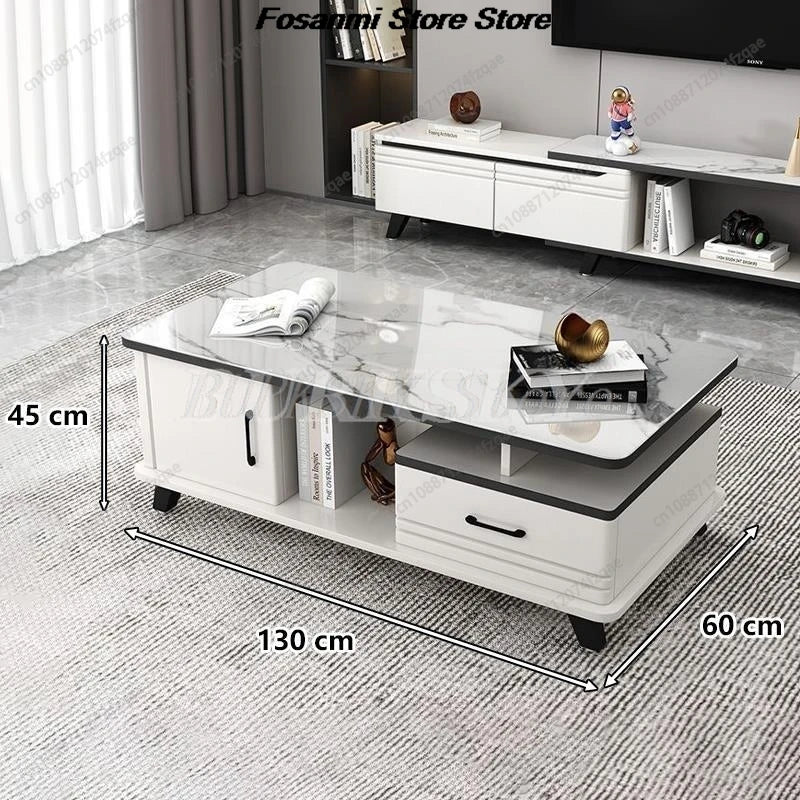 Coffee table living room home light luxury modern simple coffee table TV cabinet combination apartment tempered Glass table