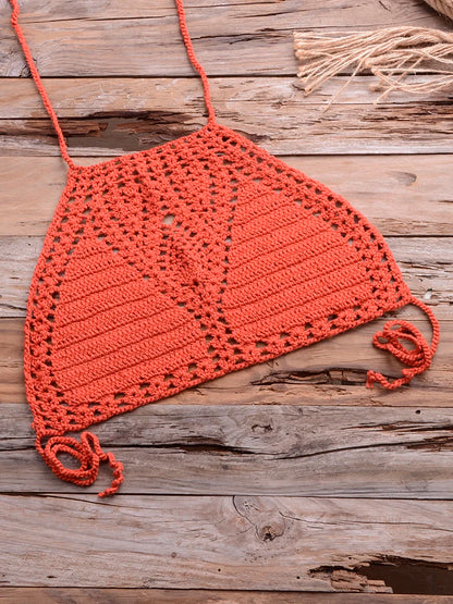 Sexy Crochet Bikinis Sets Handmade Knitted Cotton Swimwear Swimsuit Top + Bottom Bandage Women Sexy Beachwear Biquinis