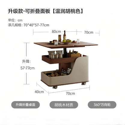 Coffee table liftable rock slab side table living room sofa side cabinet movable cart multi-function movable lifting coffee tabl