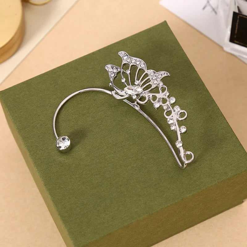 Korean Fashion Butterfly Elf Ear Hanging Earrings For Women Jewelry 2026 Trending New Luxury Ear Cuff Without Hole Fake Earrings