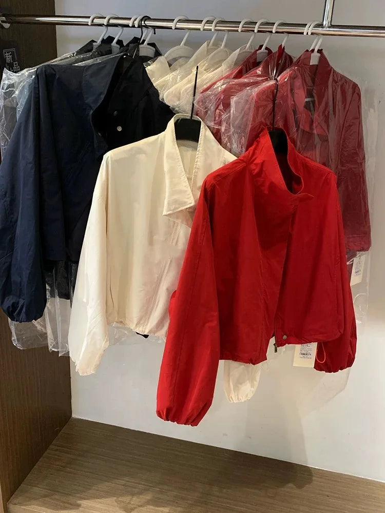 Loose Casual Women's ort Jaet Spring Summer New Sle Windbreaker Outerwear Sun Protection Zipper Design Commute Sle