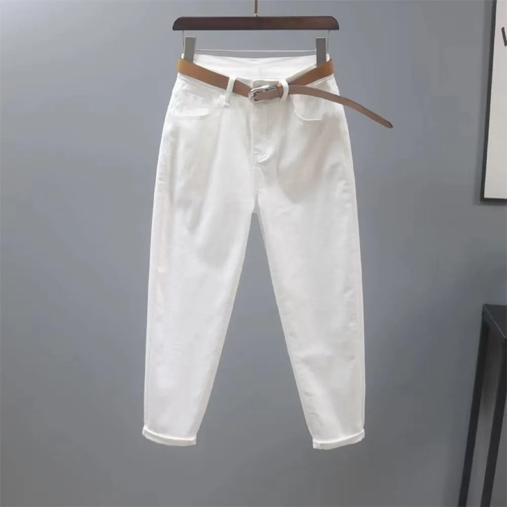 White Jeans Women's Loose Casual Harem Pants Spring Summer Korean Ankle-Length Denim Pants Lady Cowboy Trousers Khaki Black