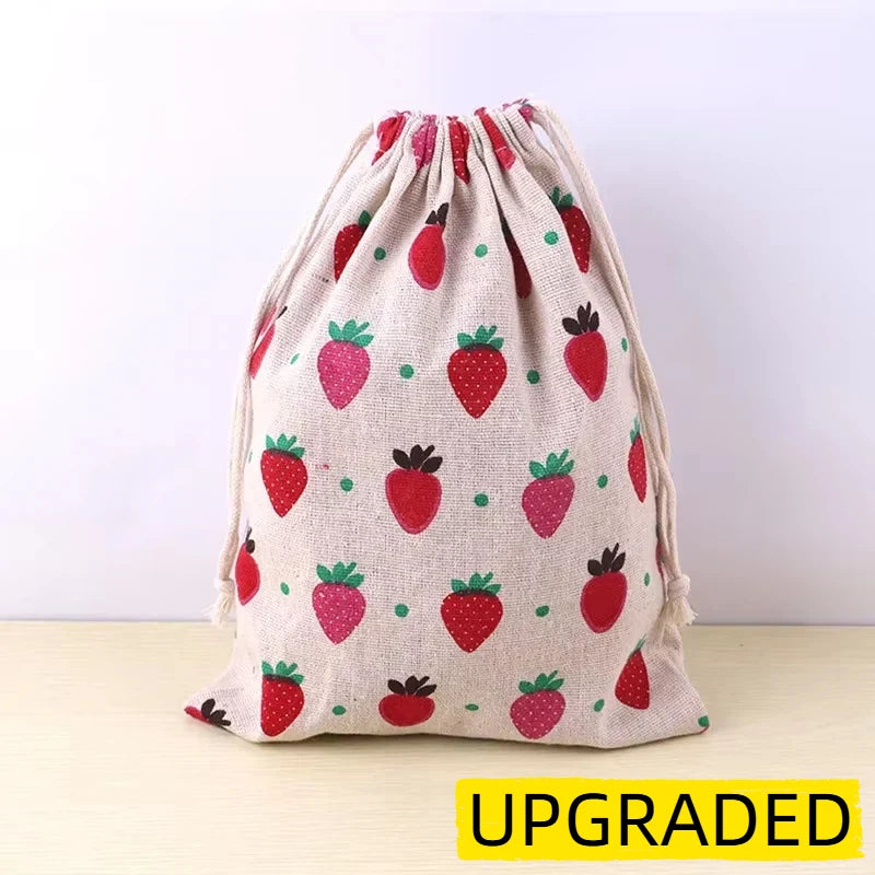 Pet Toys & Snacks Storage Cotton Linen Fabric Pouch Drawstring Bag Cute Kids Travel Cloth Shoes Storage Bag Makeup Case Gift Bag