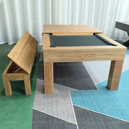 Dining Room Furniture Solid Wood Slate Bed 3-in-1 Multifunctional Convertible Dining Pool Table Tennis Table and Benches