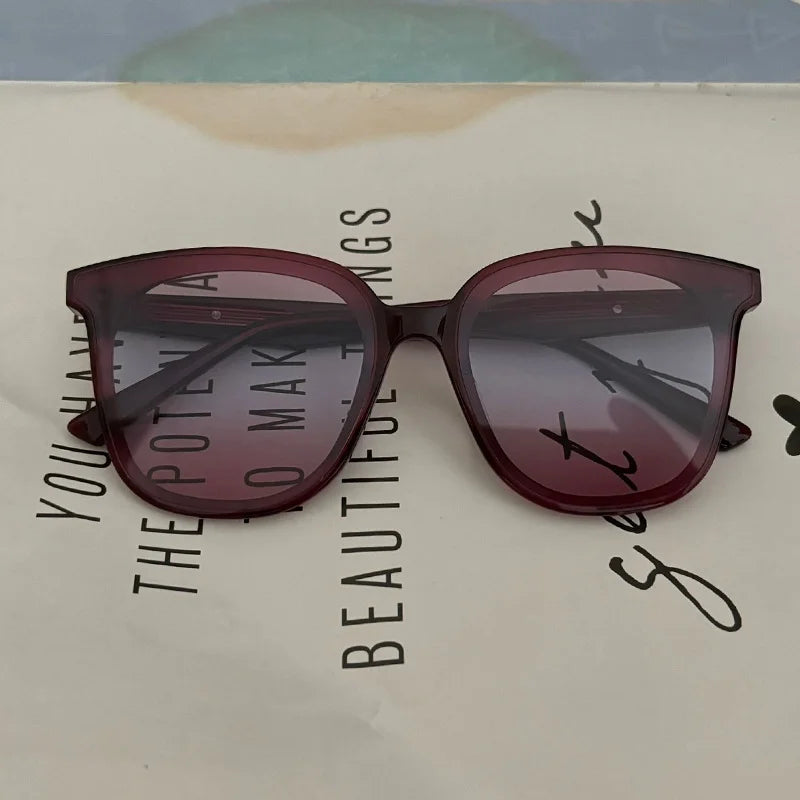 GAMBLE MONSHER Driving Sunglasses Women's UV Protection Large Small Faces Sunscreen Fashionable round Frame Glasses