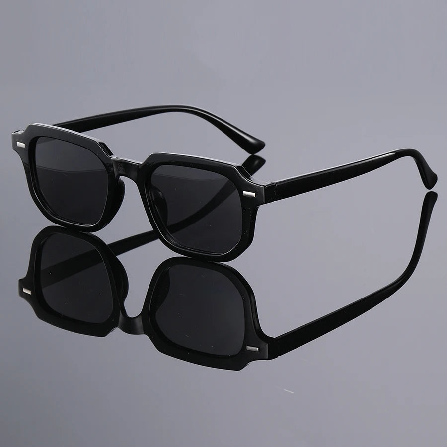 1Pc Men's Fashion Glasses New Trendy Square Frame Retro Rivet Y2K Music Festival Cool Street Style Decoration Suitable for Daily