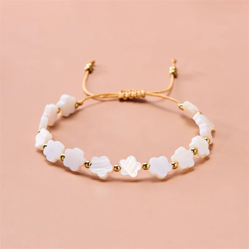 Fashion Cute Shell Heart-shaped Five-pointed Star Wax Rope Beaded Bracelet for Women Bohemia Sunmer Beach Jewelry Accessory Gift