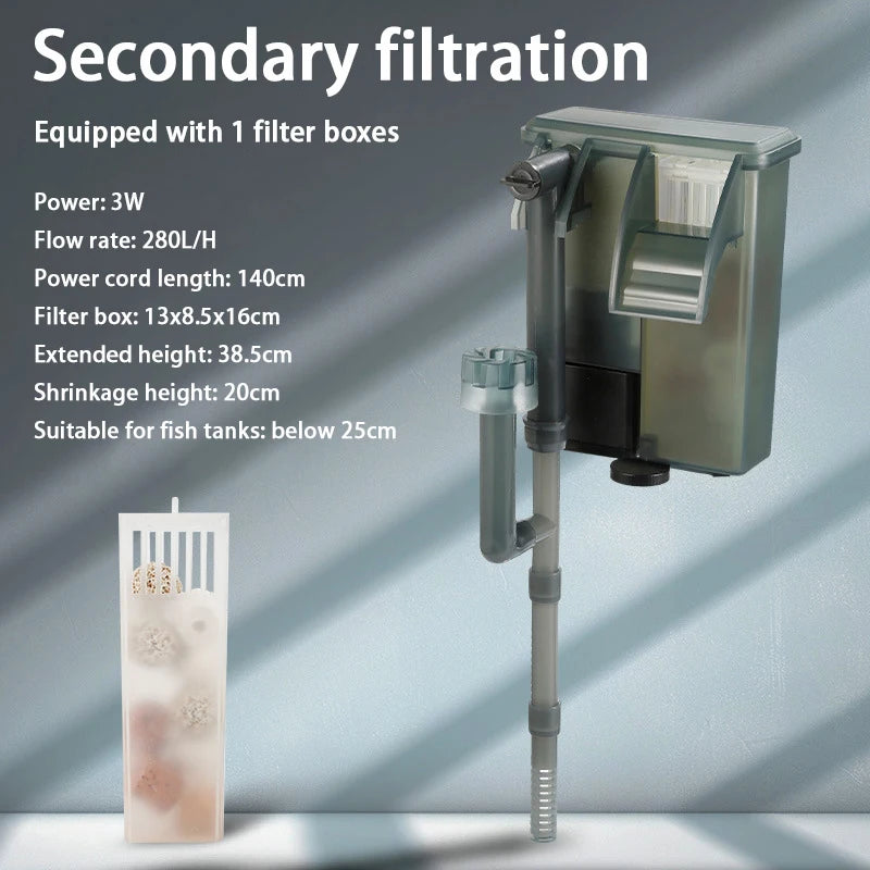 Fish Tank Filters External Aquarium Filter Waterfall Hang on Oxygenate Filter Three-in-one Aquarium Oil Film Removal Machine