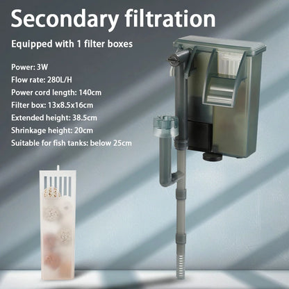 Fish Tank Filters External Aquarium Filter Waterfall Hang on Oxygenate Filter Three-in-one Aquarium Oil Film Removal Machine