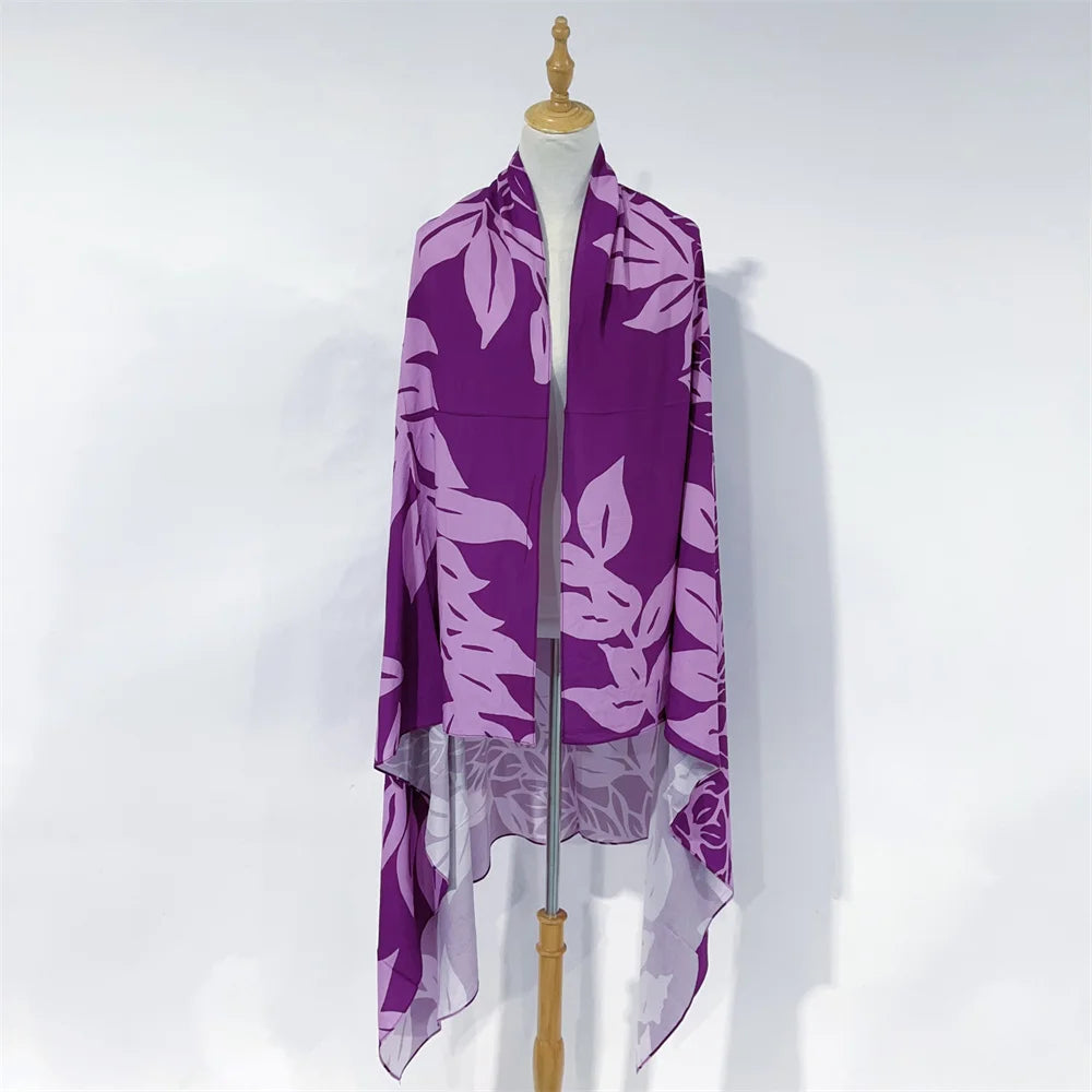 New Arrival Rayon Cotton Hawaiian Sarong Pareo Beach Wrap With Attractive Leaf Print for Women Trendy Versatile Bikini Cover-up