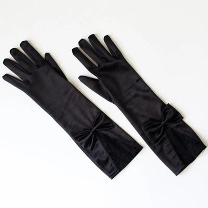 Ladies Gloves Bow Lace Satin Gloves Dance Performance Ceremonial Gloves Nightclub Satin Gloves Wedding Bridal Gloves C015