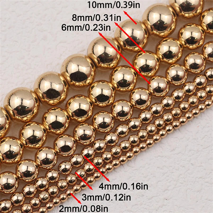 BTFBES 2-10mm Silver Color Round Beads Natural Stone Hematite Gem Non-magnetic Loose Ball For Jewelry Bracelet Necklace DIY 15''