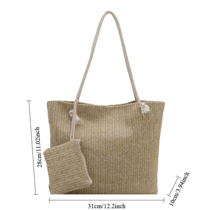 Designer Women Handbags Fashion Large Capacity Straw Tote Bag Summer Beach Bag Casual Bali Big Purse