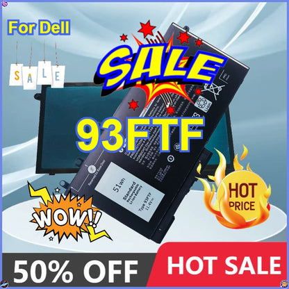 Laptop Battery 93FTF 11.4V 51Wh for DELL Latitude 5280 5480 5580 E5280 E5580 E5590 E5480 E5290 E5490 Series 83XPC 4YFVG 3DDDG