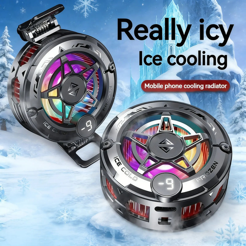 Universal Phone Cooler for Gaming, Magnetic Semiconductor Cooling Fan with Digital Display RGB Lights