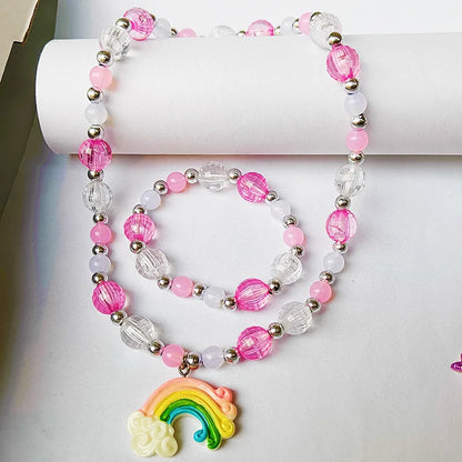 children's necklace three-piece set unicorn necklace rainbow necklace mermaid necklace