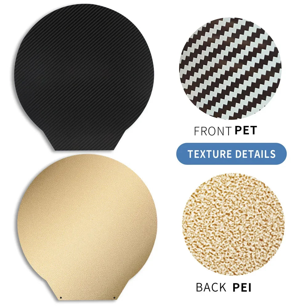 Double Heated Bed PET/PEO+PEI Spring Steel Sheet PEI Bed Diameter 220/265mm Round For Rostock Delta Kossel/Flsun for 3D Printer