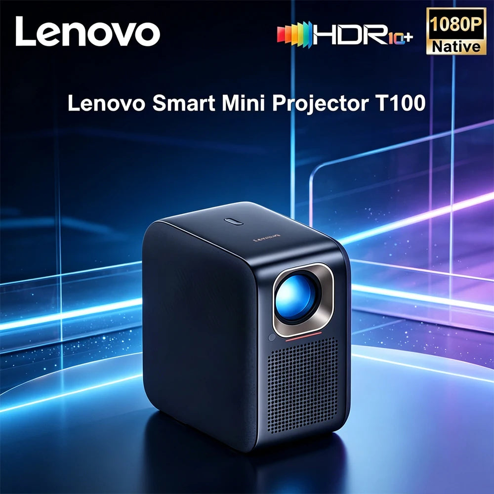 Lenovo T100 1080P Projector Full HD Support 4K Decoding 850 ANSI Home Cinema Auto Focus Movie TV Beamer Sealed Optical Engine