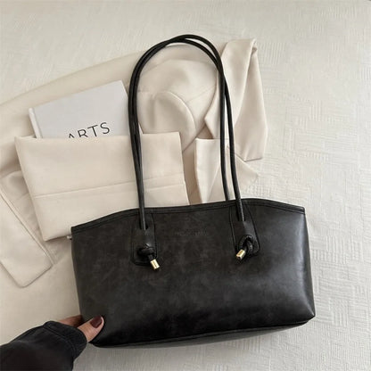 Y2K Fashion New Large Capacity Work Shoulder Bag Solid Color Simple Lady Handbags PU Leather Tote Bag Women Female