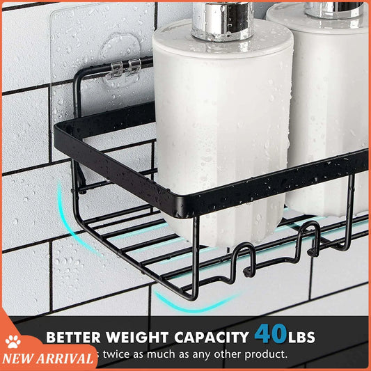 Emption!Shower Caddy Shelf Organizer Rack(2Pack), Bathroom Accessories Basket Shelves With Hooks, Wall Mount Shower Storage