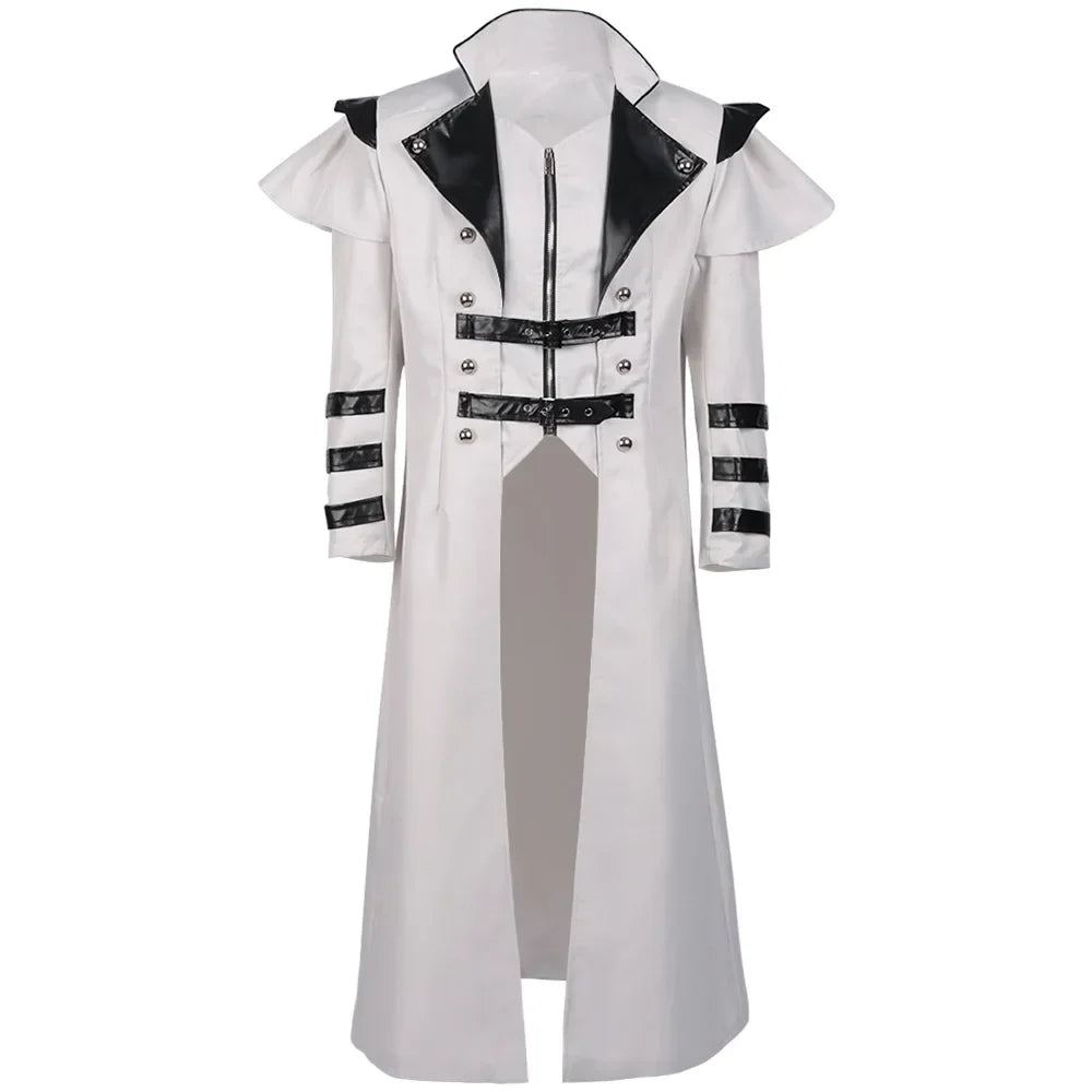 Men Medieval Gothic Trench Long Coats Court Costume Retro Casual Women Button Zipper Loose Party Bloodsucker Clothing