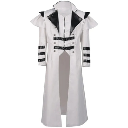 Men Medieval Gothic Trench Long Coats Court Costume Retro Casual Women Button Zipper Loose Party Bloodsucker Clothing