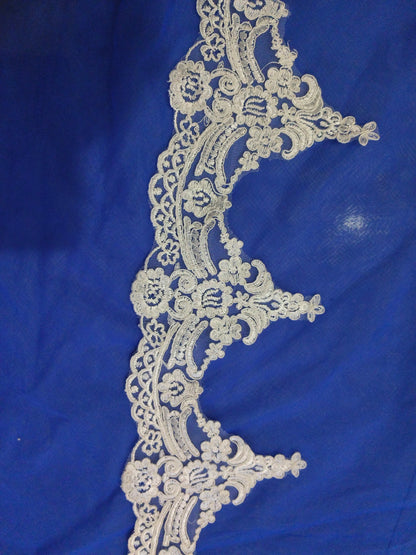 1 Tier Mantilla Wedding Veil With Comb Full Lace Edge Long Scalloped Floral Elegant Bridal Veils White Ivory Fingertip 2m 3m 4m