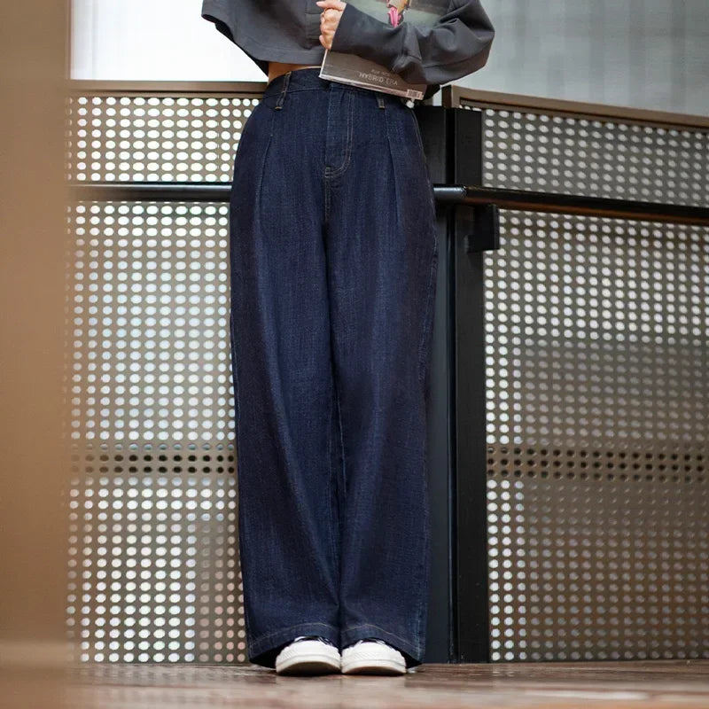 Maden Women's Vintage Denim Jeans Spring and Fall High Waist Loose Straight Pants Female Cotton Baggy Jeans Streetwear Trousers