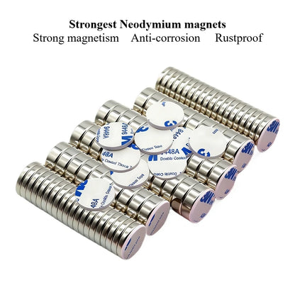 Neodymium Magnets with Double-Sided-Strong Adhesive Backed Round Magnet for Refrigerator,Crafts,Whiteboard,Kitchen,Home Office