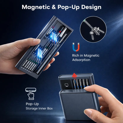 Precision Screwdriver Set, Screwdriver Kit with 36 Long S2 Bits, Magnetic Repair Tool for Glasses, Watches, PC, Computer, Camera